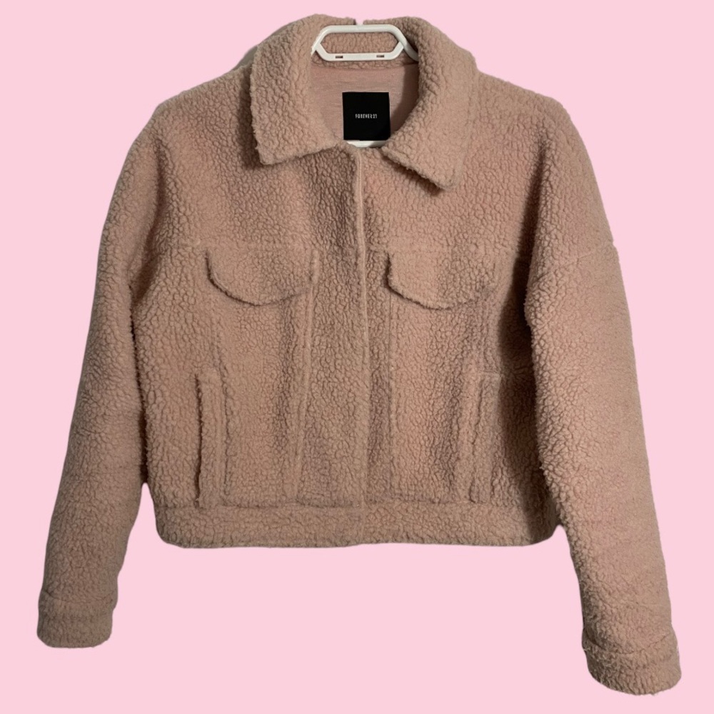 CROPPED PINK TEDDYBEAR JACKET